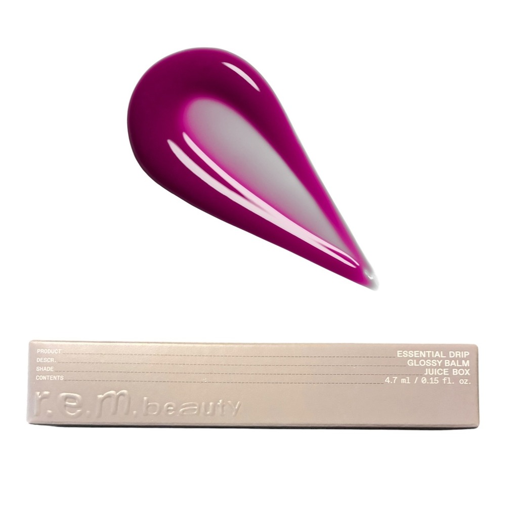 r.e.m. beauty Essential Drip Glossy Balm Juice Box Deep Berry Purple NIB Tinted